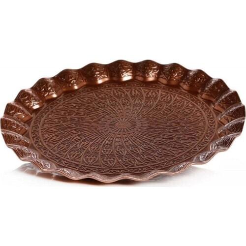 Turkish Arabic Copper Dinner Dish Tea Coffee Serving Tray Anatolian Ottoman Authentic Made in Turkey Kitchen Decor Traditional
