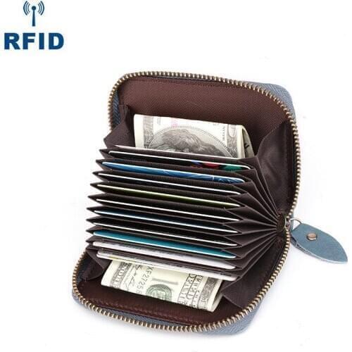 Unisex Card Holder Leather Credit Card Wallet Male Zipper Card Package Multi-card Bank Card Holder Multi-color Optional