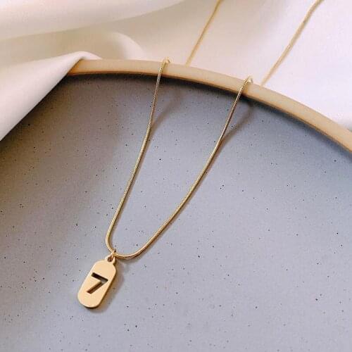 Korean Simple Number 7 Pendant Necklace for Women Snake Chain Geometric Brand Clavicle Chain Fashion Trend Jewelry New 2021
