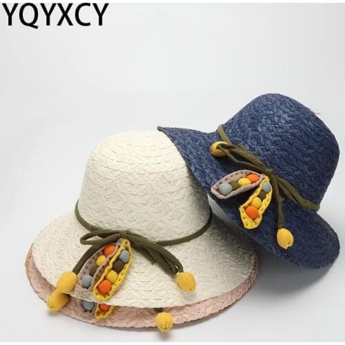 YQYXCY Summer Hats For Women Straw Sun Hat Bohemia Ladies Hats Wide Brim Beach Hat Female Gorro Panama Cap Sunhat Sunshade