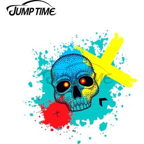 Jump Time 13 x 11.2cm For Pattern with Dotted Skull Funny Car Stickers Decals Waterproof Scratch-Proof Door Wall Auto Decoration