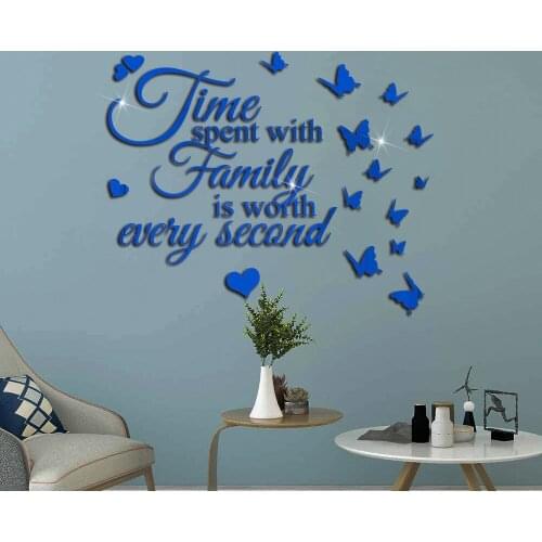 Butterfly Mirror Decoration Wall Stickers Home Living Room Bedroom Wedding Decoration English Letter Decal Acrylic Wall Stickers