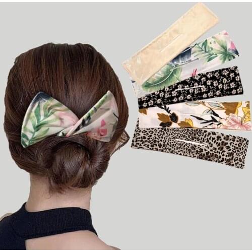 Women New Solid Color Bow-knot Hair Bands Easy To Use Hair Accessories Wire Headbands Deft Bun Print Hairpin 2021 Headwear