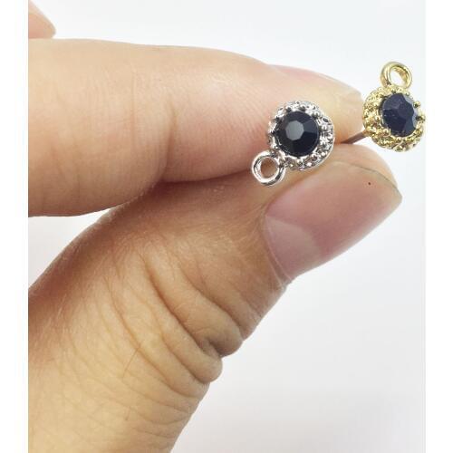 Eruifa Hot sell 10pcs 6mm Black Rhinestone Stud Based Earring Zinc alloy Women Wholesales earring jewelry DIY handmade