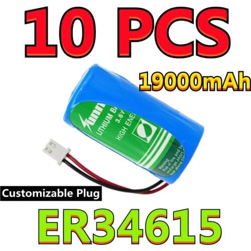 10PCS Original NEW SUNMOON ER34615 D size 3.6V Water Meter Battery High Capacity Type (Customizable Plug)