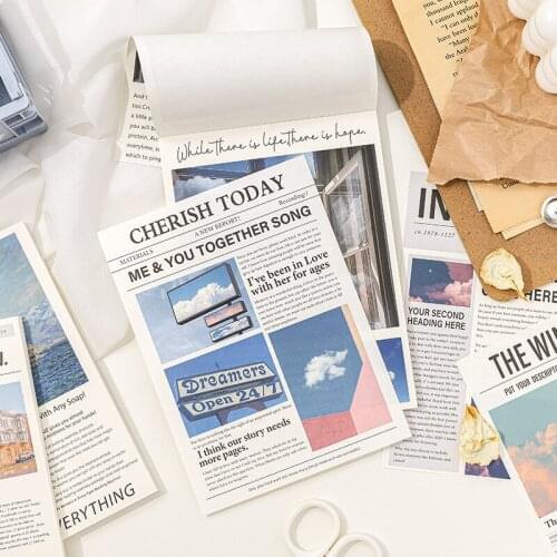 11x15cm 50sheets DIY Scrapbooking Papers Ins Vintage English Decoration Background Material Home Wall Diary Decoration
