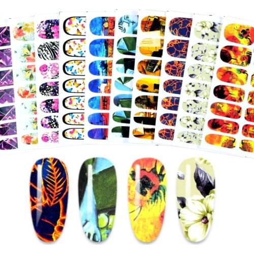 14tips/Set Nail Stickers Water Transfer Decals DIY Sliders for Nails Inscriptions Nail Art Decoration Water Sticker