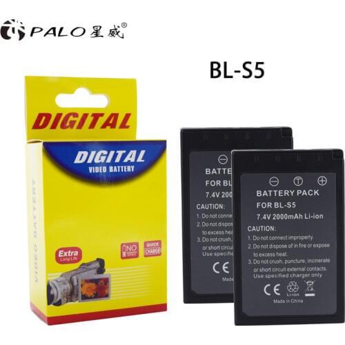 2pcs camera rechargeable batetry BL-S5 S5 BLS5 7.4V 2000mah Li-ion battery pack for Olympus E-PL2/E-PL1s/EPL2EPLI2/EPL5 ect
