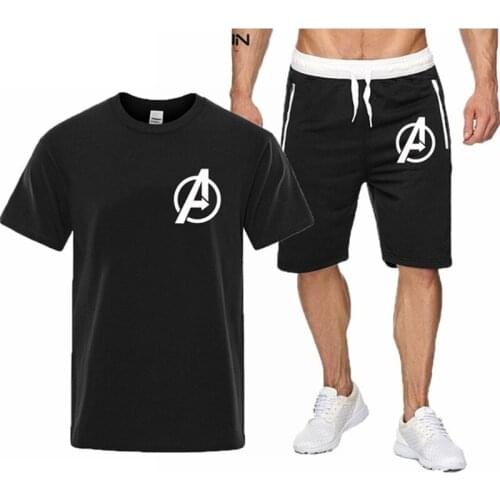 2021 new fashion trend mens personality fashion Mickey summer print sports short-sleeved T-shirt + sports casual shorts