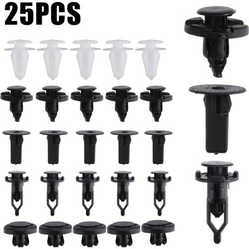 25pcs/set Plastic Push Rivet Clip Front Rear Trim Bump Panel Lock Nut Fastener Clips For Toyota 90044-68320