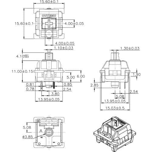 Outemu 3Pin Switches black red brown blue fit for cherry MX Mechanical Keyboard Q81F