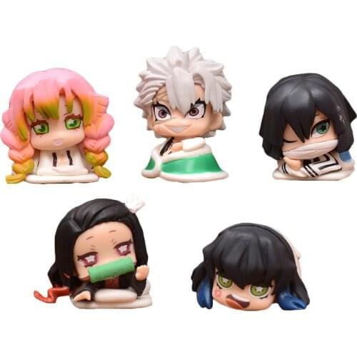 5pcs/set Demon Slayer Anime Figure Sleep Doll Nezuko Mitsuri Kochou Shinobu Q Version Figure Toy 5CM