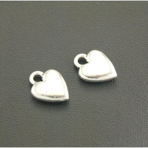 50pcs Metal Silver Color Love Heart Charms DIY Bracelet Necklace Jewelry Findings A502