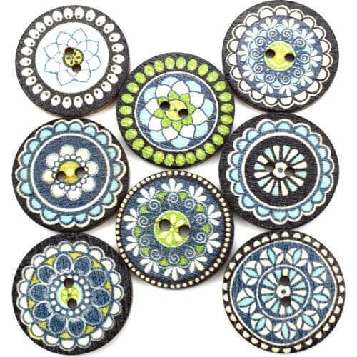 500PCS Mixed 2 Holes Round Decorative Buttons Bulk Wooden Buttons Crafts Sewing Tool Flatback Scrapbooking Handmade Decoration