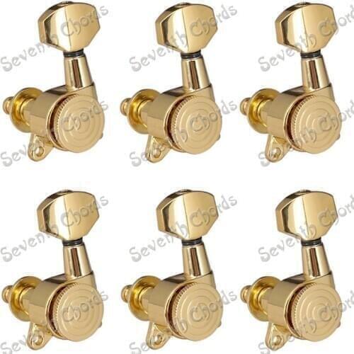 6L Gold Locked String Guitar Tuning Pegs Tuners Machine Heads for Electric Guitar (ZLSN-XFT-GD-6L225741)