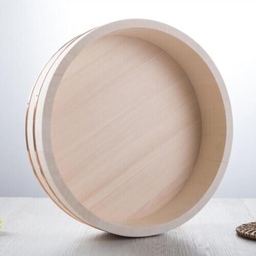 Korean food style copper edge basin big bowl golden edge sashimi sushi rice dish wooden barrel mixing rice wooden spoon ZM801