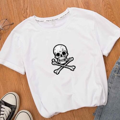 Oversized Skull T Shirt Graphic Tee Punk Clothes Short Sleeve T Shirts Female Harajuku Summer Clothes for Women Teen Tops