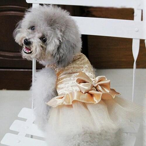 Pet Dog Puppy Bow Gauze Dress Skirt Cat Sequin Princess Clothes Apparel Summer Puppy Skirt Pet Dress Small Dog Skirt