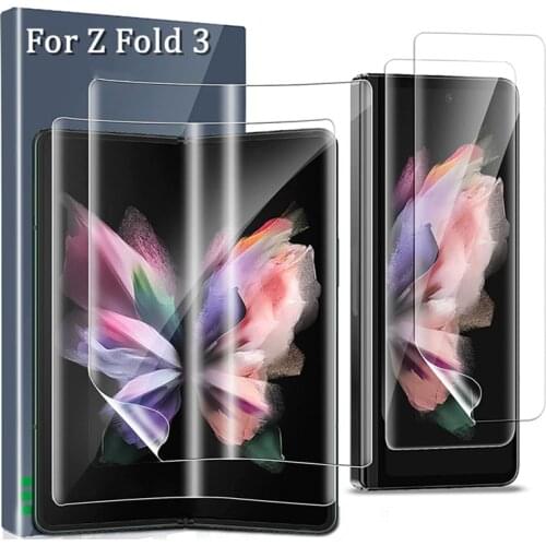 For Samsung Galaxy Z Fold 3 5G Full Coverage Hydrogel Soft HD Screen Protector Outside Inside Protective Film on For Z Fold3