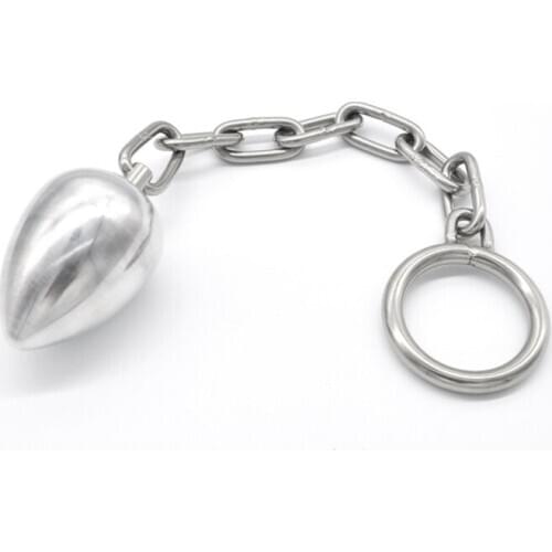 Metal Stainless Steel Chain Anus Plug 40/45/50mm Penis Ring Set Scrotum Bind Delay Ejaculation Large Anal Enema Butt Erotic Toys