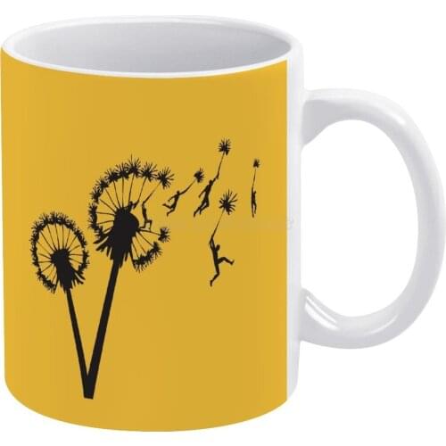 Dandylion People Flight White Mug Ceramic Mug Creative Mug Dandelion Vector Retro Flying Cool People Vintage Nature Zomboy Funny