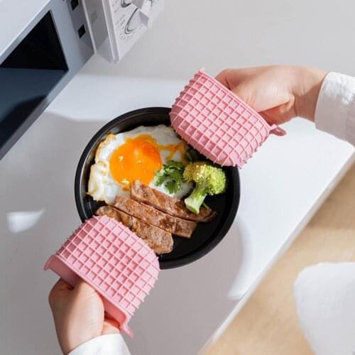 Dish Bowl Microwave Glove Kitchen Oven Mitts Heat Resistant Non-Slip Silicone BBQ Tray Heat Insulation Glove Cooking Tool