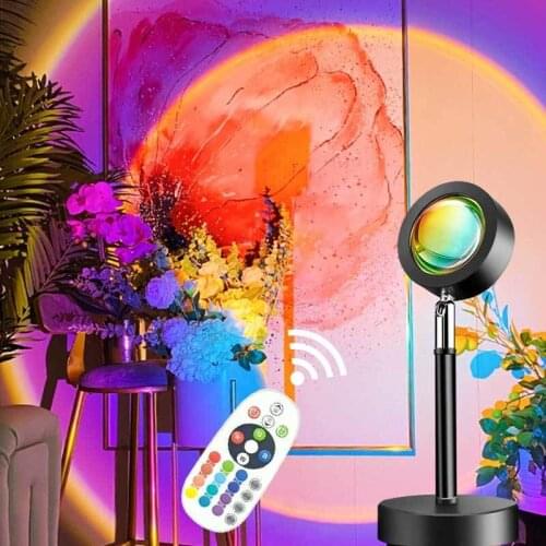 NEW Remote Control USB Sunset Projection Lamp Rainbow Atmosphere Led Light For Home Bedroom Shop Background Wall Decoration