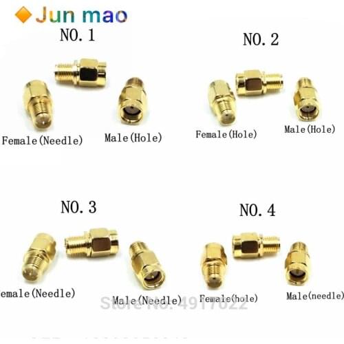 Connector 2pcs RF Coaxial Coax Adapter SMA male Female RP SMA to SMA Male RP-SMA Connector Hole Needle