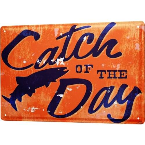 SINCE 2004 Tin Sign M.A. Allen Retro Deco U.S. catch of the day fish fishing lucky 20x30 cm Large Metal Wall Decoration Vintage