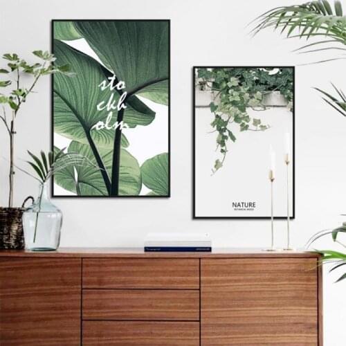 Scandinavian Canvas Painting Plants Poster Green Leaves Decorative Picture Modern Wall Art Paintings for Living Room Home Decor