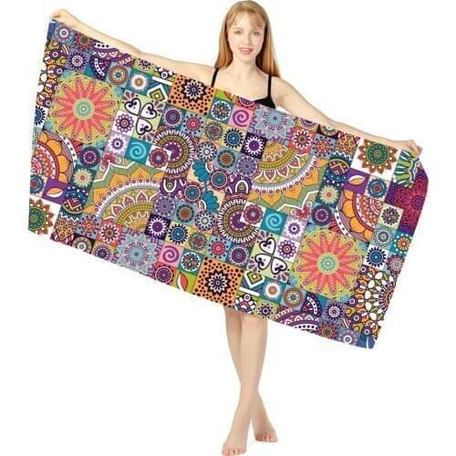 New Retro printed Quick Dry Beach Towel Microfiber Bath Towels Swimming Towel Camping Towel Gym Fitness Sports Towel