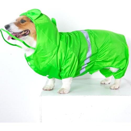 Reflective Dog Raincoat Welsh Corgi Dog Clothes Waterproof Clothing Poodle Pomeranian Schnauzer Pug French Bulldog Pet Outfit