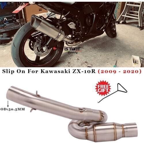 Motorcycle Exhaust Escape whirl Middle Link Pipe Cat Delete Eliminator Enhanced Slip On For Kawasaki ZX-10R zx10r 2009 - 2020