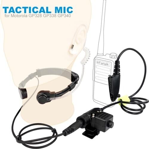 Walkie Talkie Microphone Heavy Duty U94 PTT Neck Throat Mic Earpiece Radio Tactical Headset for Motorola GP328 PRO5150 GP338/340
