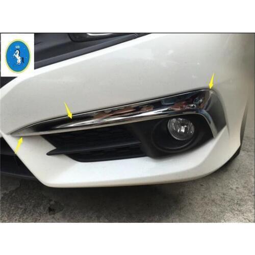Yimaautotrims Chrome Front Fog Lamp Lights Eyelid Eyebrow Cover Trim Fit For Honda Civic 2016 2017 2018 ABS Auto Accessory