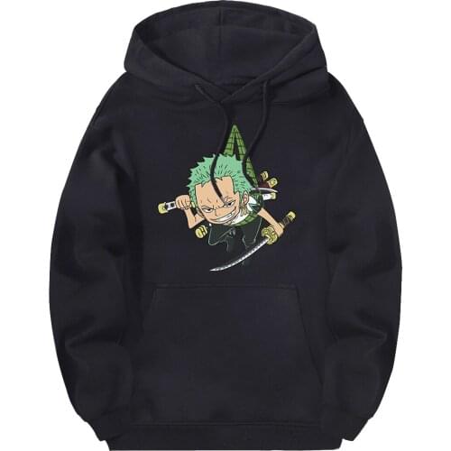 Funny Mans Roronoa Zoro Sweatshirts Hooded Harajuku Streetwear Punk Clothing Full Sleeve One Piece Hoodies White Moletom Homme