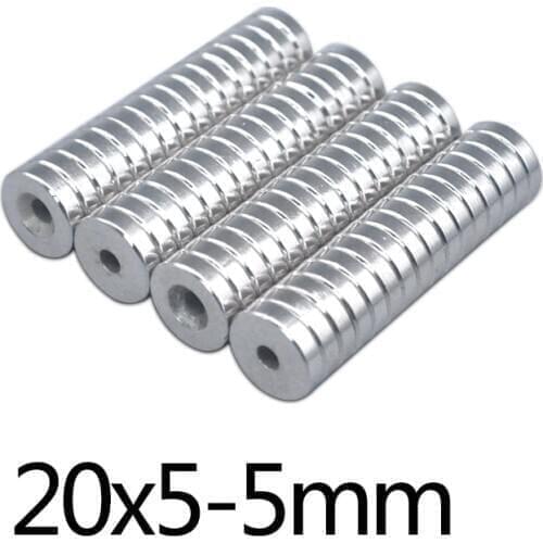 2~150PCS 20x5-5mm N35 Minor Super Powerful Magnet 20*5 mm Hole 5mm Round Countersunk Magnetic Neodymium Disc Magnets 20*5-5mm