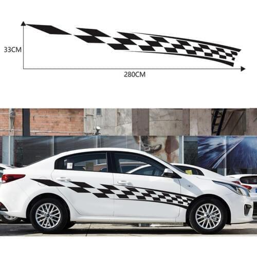 280cm × 33cm Fashionable Sports Racing Grid Car Body Side Door Sticker Decal Graphic Universal 1 Pair