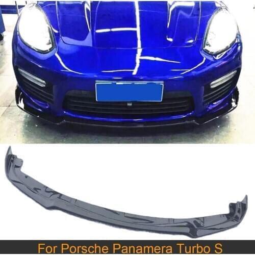 Car Front Lip Spoiler Splitters For Porsche Panamera Turbo S 2014-2016 Carbon Fiber Front Bumper Lip Spoiler Chin Apron Guard