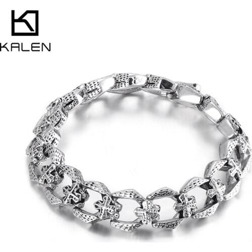Kalen 13mm Mens 316L Stainless Steel Bracelet Cross Stitching Accessory Jewelry New