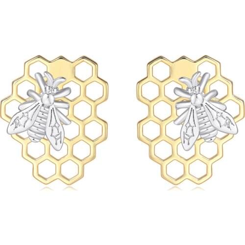 Double Fair Aesthetic Stud Earring For Women Creative Design Bee Honeycomb Piercing Earing Jewellry Christmas Gift Jewelry E212