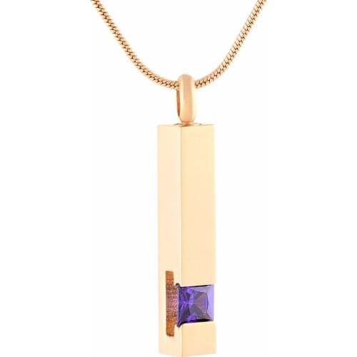 K001 Crystal Cremation Urn Jewelry Cube Memorial Ashes Necklace Pendant Keepsake Gold Birthstone Series