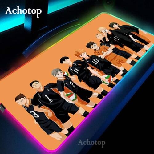 Anime Haikyuu gamer play mats LED Light Mousepad Gaming Mouse Pad RGB Large Deak Mat for overwatch/cs go/world of warcraft