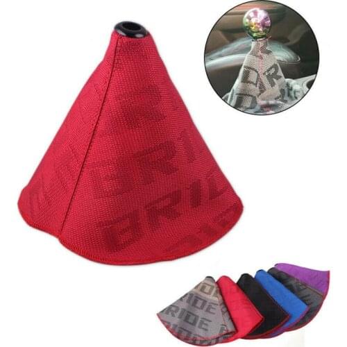 JDM Style Bride Canvas Universal Shift Lever Knob Boot Cover Racing Shift Knob Collars RS-SFN059 for Universal Car With Red Stit