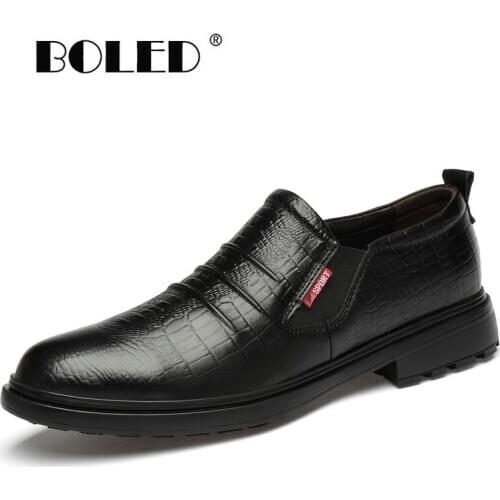 Classic Crocodile Pattern Dress Shoes Men Genuine Leather Vintage Retro Dress Shoes Handmade Wedding Office Oxford Men Shoes