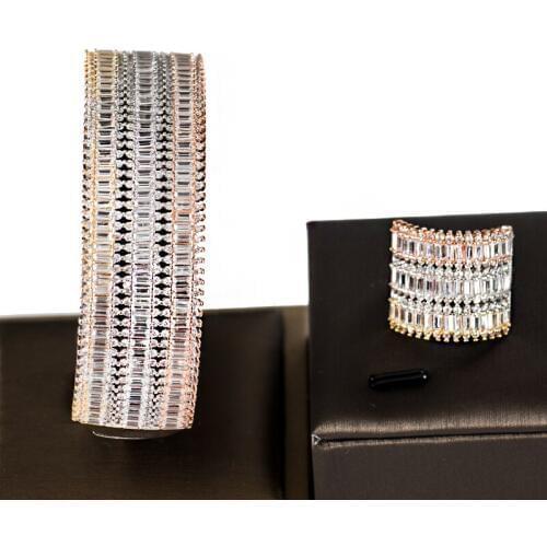 LAN PALACE luxury simple design cubic zirconia dubai jewelry set round bangle ring set free shipping