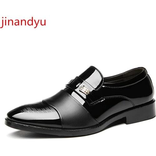 38-48 Patent Leather Loafers Men Shoes Classic Slip Dress Business Shoes Men Black Brown Oxford Shoes Man Sapatos Homem Formais