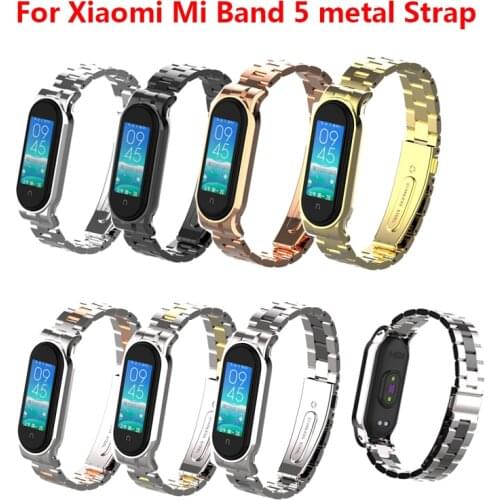 Metal Stainless Steel For Mi Band 5 Bracelet Smart Watch Strap Replaceable For Xiaomi Mi Band 5 Strap Bracelet Sport Wristband