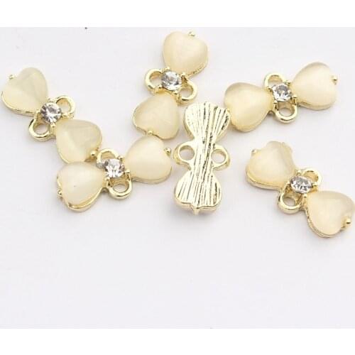 Zinc Alloy Golden Opal Cute Mini Bow-knot Charms 6pcs/lot For DIY Fashion Earrings Jewelry Making Accessories