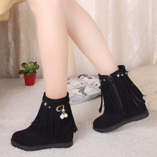 Fringed Fashion Women Casual Boots Autumn and Winter New Female Martin Boots Increase Womens Frosted Wedges Ankle Boots